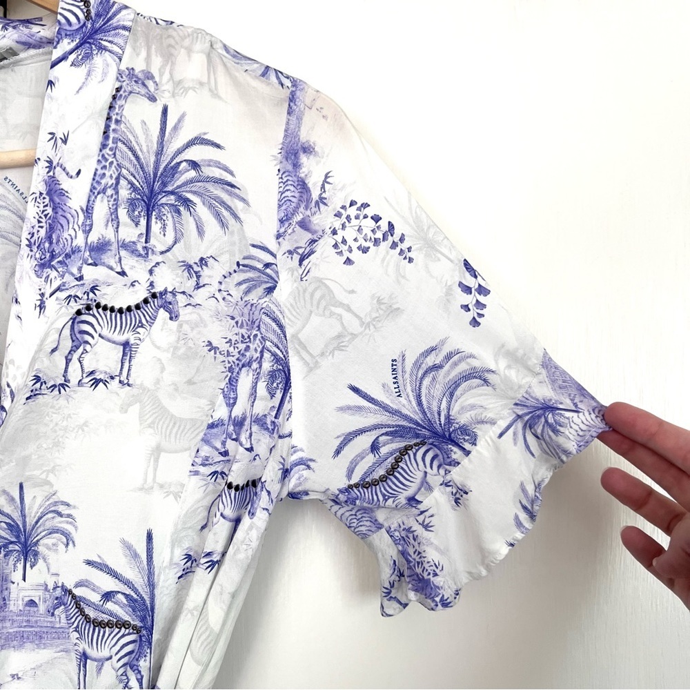 AllSaints Fay Tajpur Shirt Dress Blue and White Size 6 - Picture 7 of 12